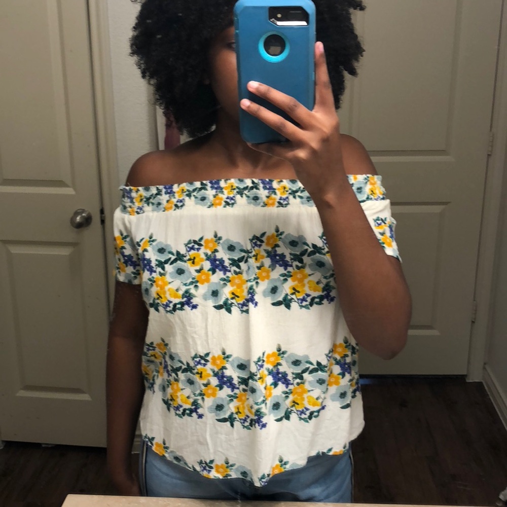 Floral Over the Shoulder Top!